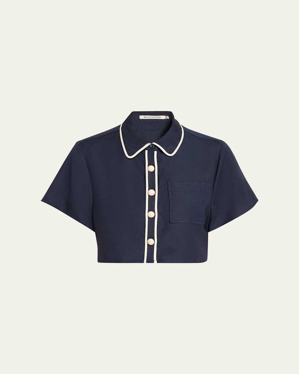 Solange Short-Sleeve Cropped Shirt